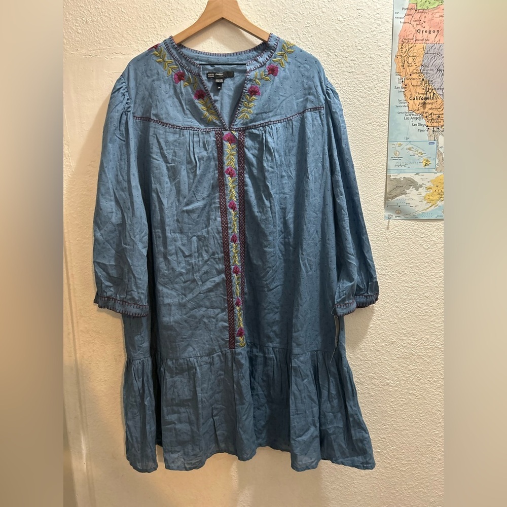 Maggy London blue enbroidered midi dress size 3x - Picture 6 of 9